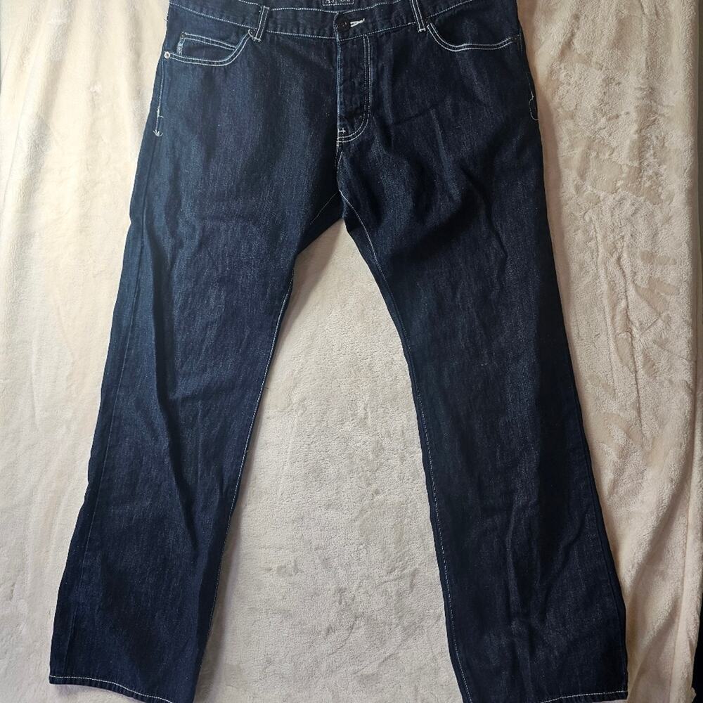 Armani Jeans J256X EU 40 Denim Dark Blue Straight Denim cotton linen blend